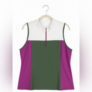 D&Co. Color Block Mock Neck 1/4 Zip Sleeveless Top | 2XL